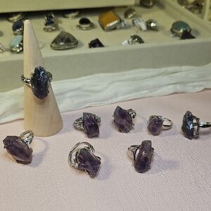 Amethyst Silver Adjustable Ring